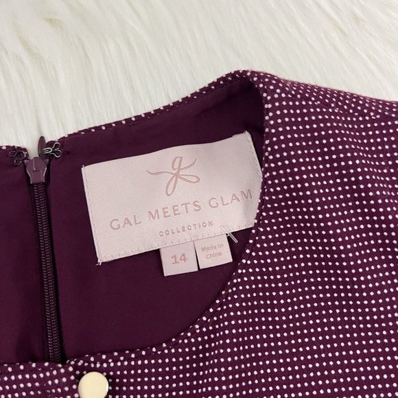 Gal Meets Glam Size 14 Polka Dot Pocket Meg‎ Fit & Flare Dress - Picture 6 of 10